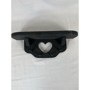 VTG Black Solid Oak Heart Cutout Wall Shelf Peg Hooks Farmhouse Cottagecore